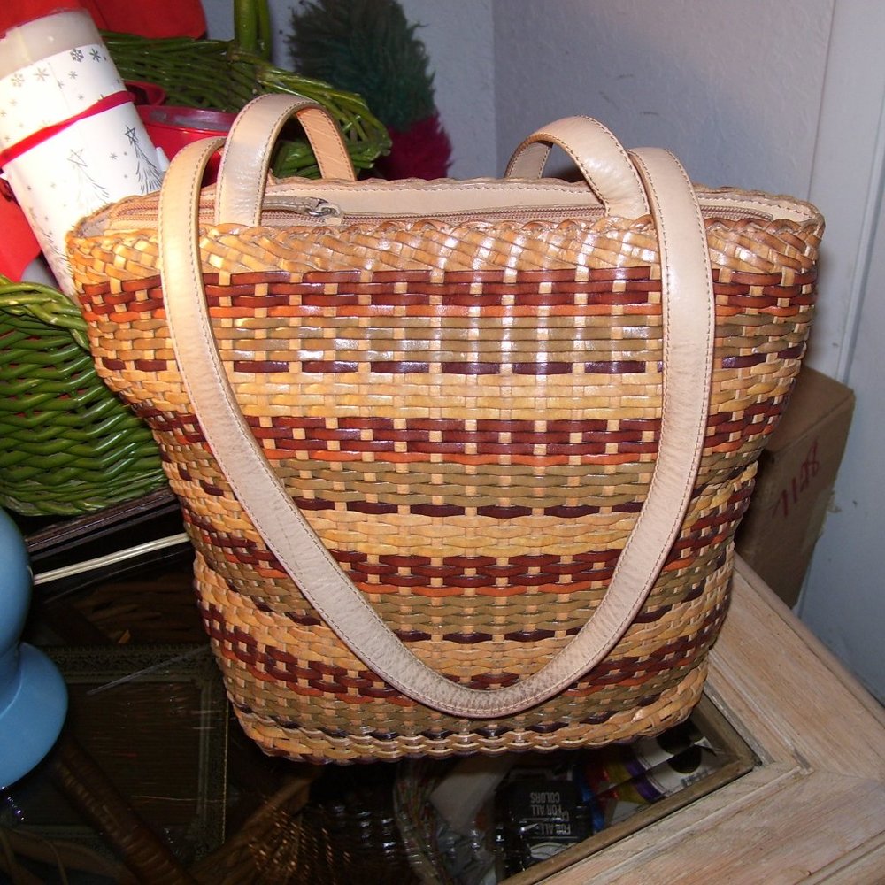 Fossil Multi Color Woven Leather Shoulder Bag